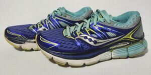 Saucony Triumph ISO Womens Size 8 Running Shoes S10262-1 Blue Purple Citron